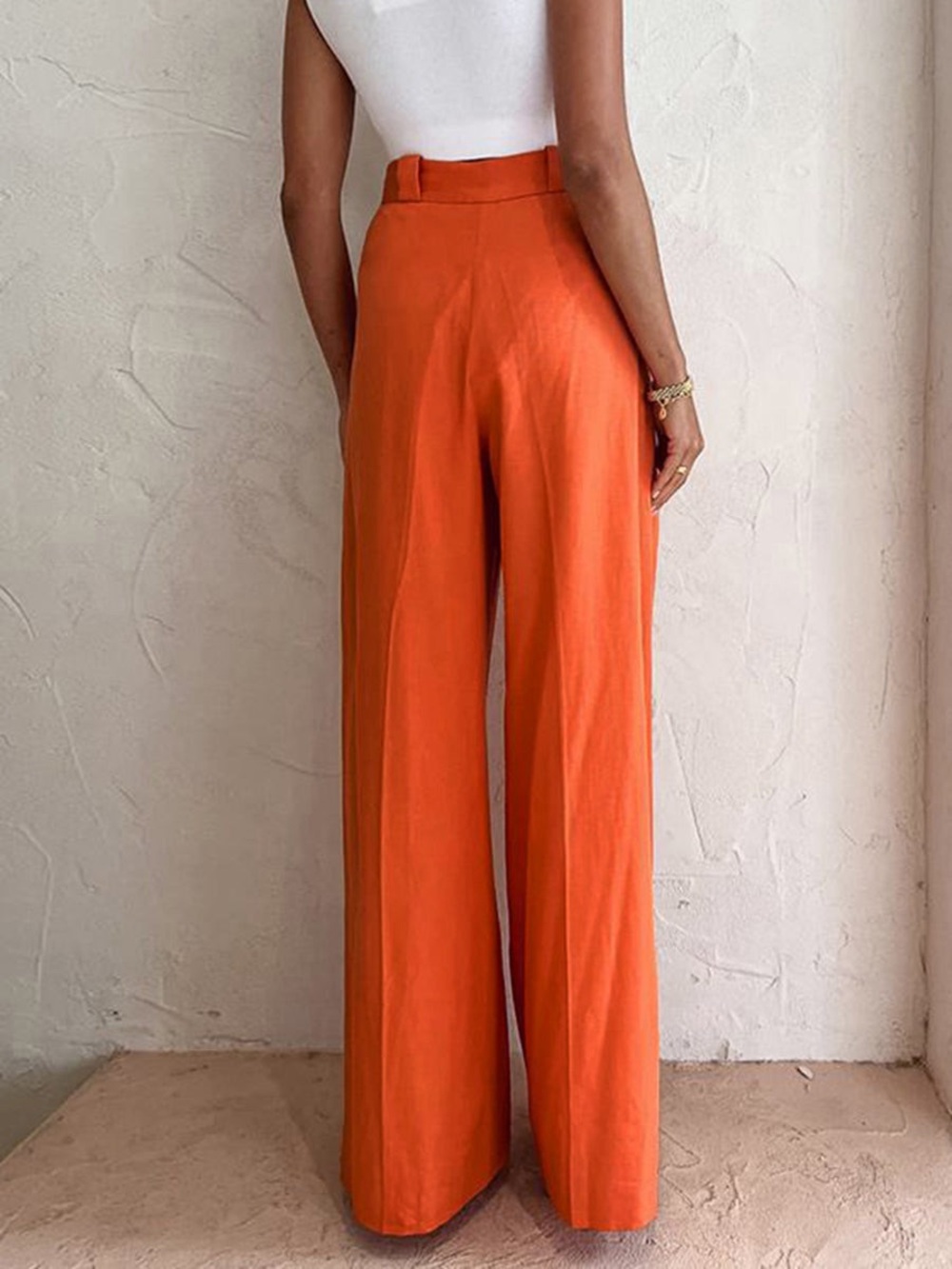 Commense Vibrant Orange Wide Leg Cotton Trousers- NWT - Picture 5 of 5